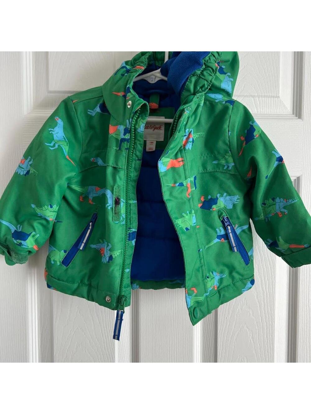 Green Cat & Jack Dinosaur Puffer Jacket size 12M